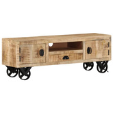 vidaXL Szafka pod TV na kółkach, 110x30x37 cm, surowe drewno mango