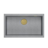 LOGAN 110 GraniteQ zlewozmywak silver stone 76x44x23,5 cm 1-komorowy podwieszany z syfonem manualnym złoty