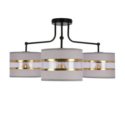 Lampa sufitowa czarny 3xE27 abażur biały + złoty Andy 33-00514