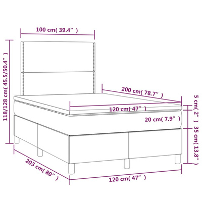 vidaXL Łóżko kontynentalne z materacem, czarne, 120x200 cm, aksamit wariant 5