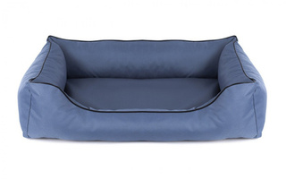 Legowisko dla psa Sofa Valencia Standard w kolorze niebieskim z czarnym wykończeniem Rozmiar: S - 65 x 50 cm