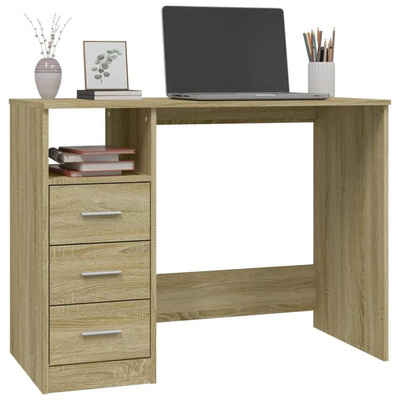 vidaXL Biurko z szufladami, dąb sonoma, 102x50x76 cm