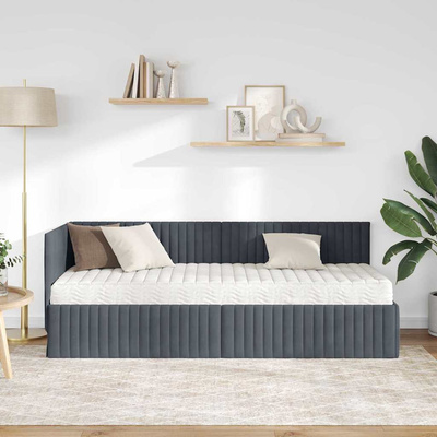 Rama Łóżka Narożnego z Materacem 2 szt. ciemnoszary 80 x 200 cm