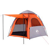 vidaXL Namiot rodzinny, kabinowy, 4-os., szaro-pomarańczowy