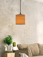 Lampa wisząca z abażurem Legno orzechowa klasyczna do salonu i jadalni