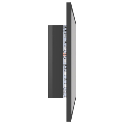 vidaXL Lustro łazienkowe LED, wysoki połysk, szare, 60x8,5x37cm, akryl