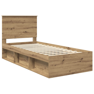 Ramka łóżka Dąb rzemieślniczy 75 x 190 cm Lite drewno sosnowe