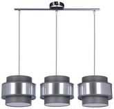 Hare lampa wisząca chromowy 3x60w e27 abażur szary+srebrny