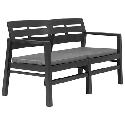 Ławka ogrodowa z poduszkami, 2-os., 133 cm, plastik, antracyt