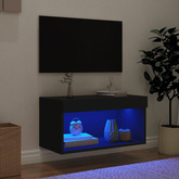 vidaXL Szafka pod TV, z oświetleniem LED, czarna, 60x30x30 cm