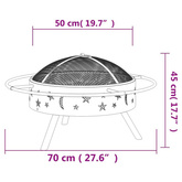 vidaXL Palenisko z pogrzebaczem, 70 cm, XXL, stal