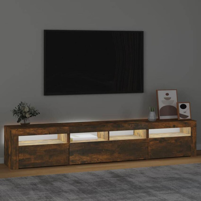 vidaXL Szafka pod TV z oświetleniem LED, przydymiony dąb, 210x35x40 cm
