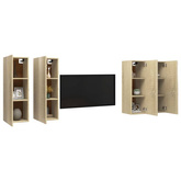 vidaXL Szafki telewizyjne, 4 szt., dąb sonoma, 30,5x30x90 cm, płyta