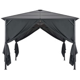 Altana ogrodowa z zasłonami, aluminiowa, 3 x 3 m, czarna