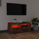vidaXL Szafka pod TV z oświetleniem LED, przydymiony dąb, 90x35x40 cm