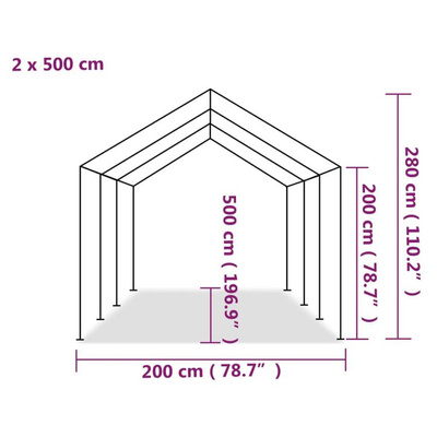 vidaXL Namiot imprezowy, PE, 2 x 5 m, biały