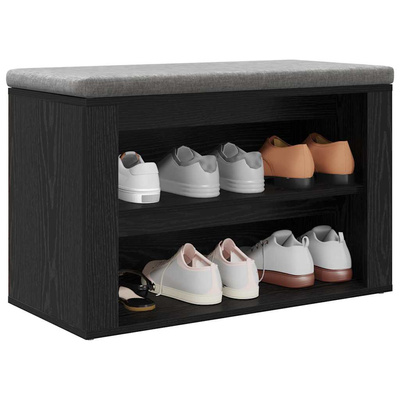 Stojak na buty z półką Czarny dąb 75 x 35 x 45 cm