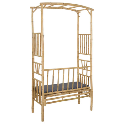 Łuk ogrodowy z ławką ciemnoszary 115 x 50 x 205 cm Bambus