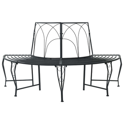Ławka Drzewna 4 -osobowy 160 x 80 x 89 cm steel Czarny