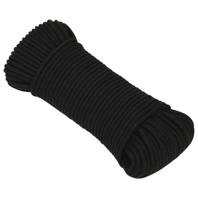 vidaXL Linka robocza, czarna, 3 mm, 25 m, poliester