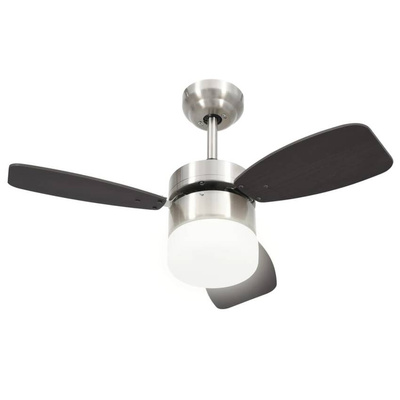 vidaXL Wentylator sufitowy z lampą i pilotem, 76 cm, ciemnobrązowy