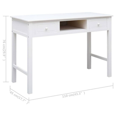 vidaXL Biurko, białe, 110 x 45 x 76 cm, drewniane