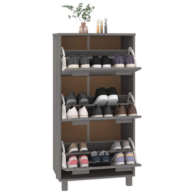 Szafka na buty HAMAR, jasnoszara, 59,5x35x117 cm, lita sosna