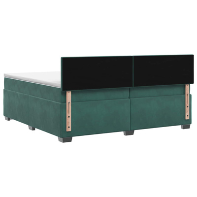 Łóżko Box Spring z materacem i LED Ciemnozielony 200 x 200 cm