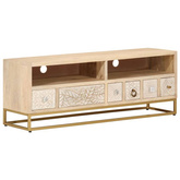 Szafka pod TV, 110x30x40 cm, lite drewno mango i żelazo vidaXL