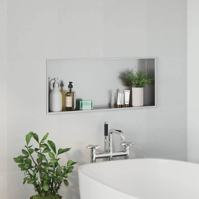 Nisza prysznicowa srebrny 75 x 30 x 9,5 cm Stal nierdzewna
