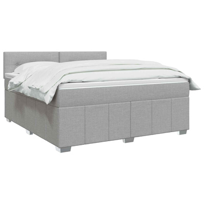 Łóżko z box spring LED z materacem jasnoszary 180 x 200 cm