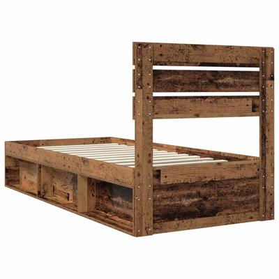 Ramka łóżka Stare drewno 75 x 190 cm Lite drewno sosnowe