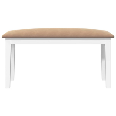 Ławka 90 cm Biała lite drewno guma