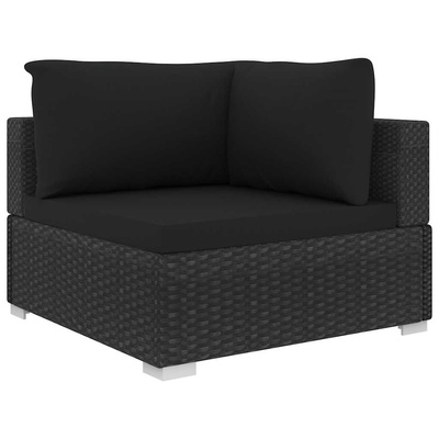 11-cz. zestaw mebli do ogrodu, z poduszkami, rattan PE, czarny