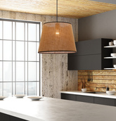 Lampa Wisząca Czarny 1X40W E27 Abażur Beżowy Jutland