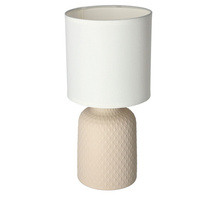 Lampka nocna Iner beżowa ceramiczna z abażurem