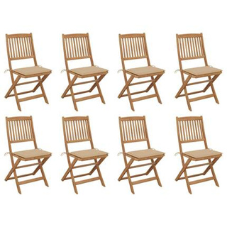 vidaXL Składane krzesła ogrodowe z poduszkami, 8 szt., drewno akacjowe