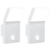 Zewnętrzne kinkiety LED z czujnikami, 2 szt., białe, aluminium