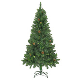 vidaXL Sztuczna choinka z lampkami i szyszkami, zielona, 150 cm