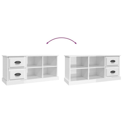 vidaXL Szafka pod TV, wysoki połysk, biała, 102x35,5x47,5 cm