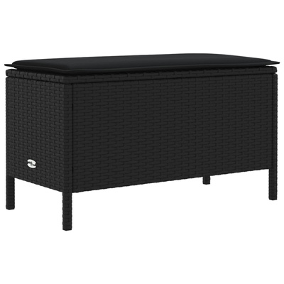 Pufa ogrodowa z poduszką Czarny 80 x 38 x 45 cm Rattan PE