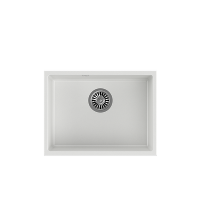 Quadron | ALEC 50 | kuchenny zlewozmywak BIAŁY | wymiary: 53,5 x 40 x 20,5 cm | 1-komorowy podwieszany | podbudowa szafki: od 60 cm