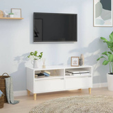 vidaXL Szafka pod TV, wysoki połysk, biała, 100x34,5x44,5 cm