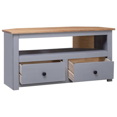 vidaXL Narożna szafka pod TV, szara, 93x49x49 cm, sosna, seria Panama