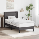Ramka łóżka z paskami LED Szary 100 x 200 cm Ekoskóra