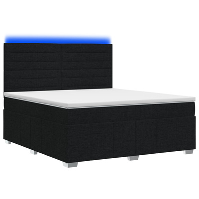 Łóżko z box spring LED z materacem Czarny 140 x 200 cm tkanina