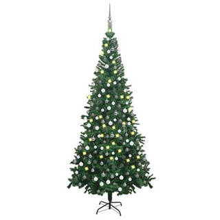 Sztuczna choinka z lampkami i bombkami, L, 240 cm, zielona vidaXL