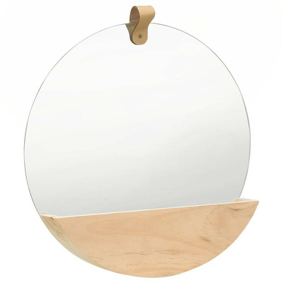 vidaXL Lustro ścienne z półką z litego drewna sosnowego, 35 cm