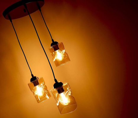 Lampa wisząca czarna/bursztynowa talerz 3xE27 Felis 33-00217