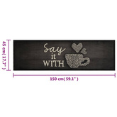 vidaXL Dywanik kuchenny z motywem kubka, czarny, 45x150 cm, aksamitny